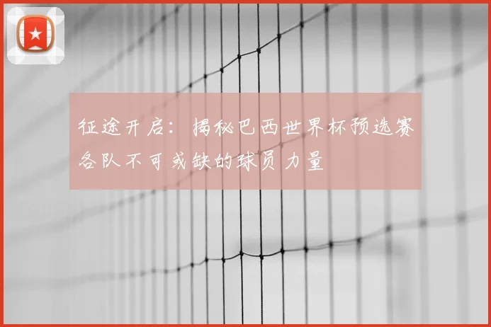 征途开启：揭秘巴西世界杯预选赛各队不可或缺的球员力量